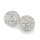 3' Silver Iron and Crystal Spheres Set Of 2