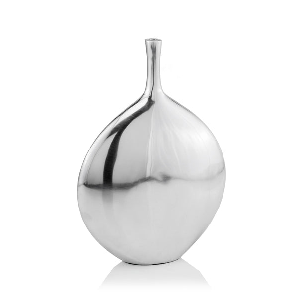 3' X 9' X 12' Silver Aluminum Meduim Long Neck Disc Vase