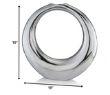 4' X 19' X 19' Silver Aluminum Ring Large Hoop Vase