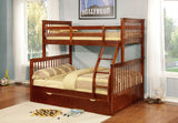 Contemporary Brown Finish Twin over Full Bunk Bed with Trundle