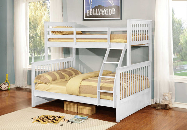 Contemporary White Finish Twin over Full Bunk Bed