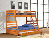 Contemporary Dark Brown Finish Twin over Full Bunk Bed with Trundle