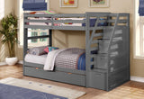 White Finish Twin over Twin Staircase Bunk Bed with Trundle and Storage