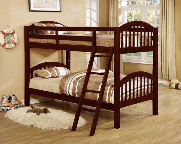 Traditional Blue Finish Twin over Twin Arched Wood Bunk Bed