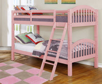 Traditional Blue Finish Twin over Twin Arched Wood Bunk Bed