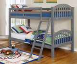 Traditional Blue Finish Twin over Twin Arched Wood Bunk Bed