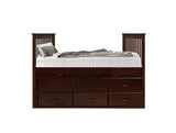 White Finish Twin Captain Bed with Trundle and Storage