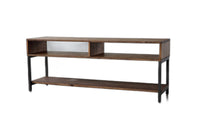 Warm Dark Finish Maple And Steel TV Stand and Media Center