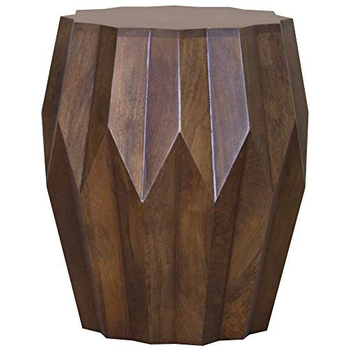 Boho Geo Brown Solid Wood End or Side Table