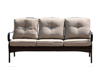 69" X 29" X 35" Black Steel Sofa with Beige Cushions