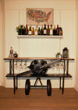 Black Metal Mango Wood Aeroplane Bar Counter