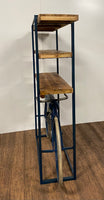 Blue Metal Mango Wood Cycle Book Shelf Bar Counter