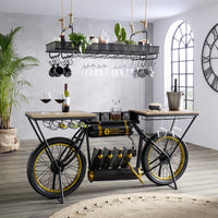 Black and Gold  Metal Mango Wood Bike Bar Counter