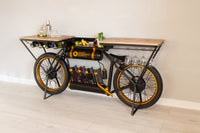 Black and Gold  Metal Mango Wood Bike Bar Counter