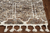 2' x 7' Mocha Mosaic Pattern Runner Rug with Fringe