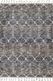 2' x 7' Mocha Mosaic Pattern Runner Rug with Fringe