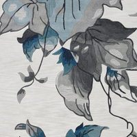 3' x 5' Ivory Blue Oversized Leaves Area Rug