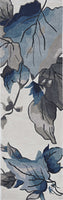 8' Ivory Blue Hand Tufted Oversized Floral Indoor Runner Rug