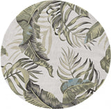 6' Ivory Hand Tufted Oversized Tropical Leaves Round Indoor Area Rug