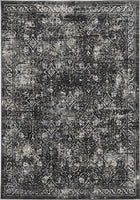 7' Midnight Black Machine Woven Vintage Traditional Indoor Runner Rug