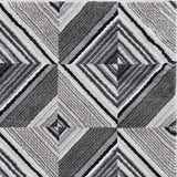 8' Grey Mocha Machine Woven Geometric Illusion Indoor Runner Rug