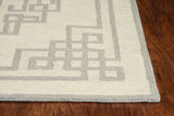 2' x 4' Ivory  Grey Wool Area Rug