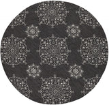 5'x8' Charcoal Grey Hand Woven UV Treated Floral Disk Indoor Outdoor Area Rug