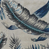 3' x 5' Grey or Blue Tropical Leaves Wool Area Rug