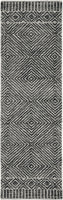 2' x 8' Grey or Black Geometric Diamond Wool Runner Rug