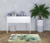 7' Ivory Machine Woven Abstract Splatter Indoor Runner Rug