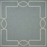 8'x11' Spa Blue Hand Hooked UV Treated Bordered Indoor Outdoor Area Rug