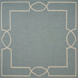 8'x11' Spa Blue Hand Hooked UV Treated Bordered Indoor Outdoor Area Rug