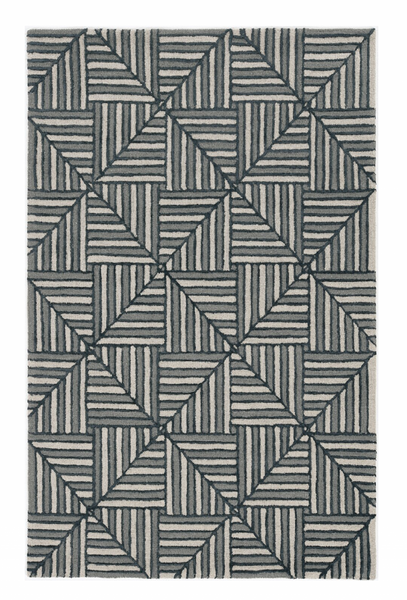 12'x15' Navy Charcoal Hand Tufted Geometric Indoor Area Rug