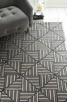 12'x15' Navy Charcoal Hand Tufted Geometric Indoor Area Rug