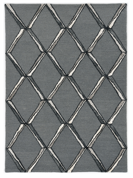 12'x15' Charcoal Silver Hand Tufted Diamond Pattern Indoor Area Rug