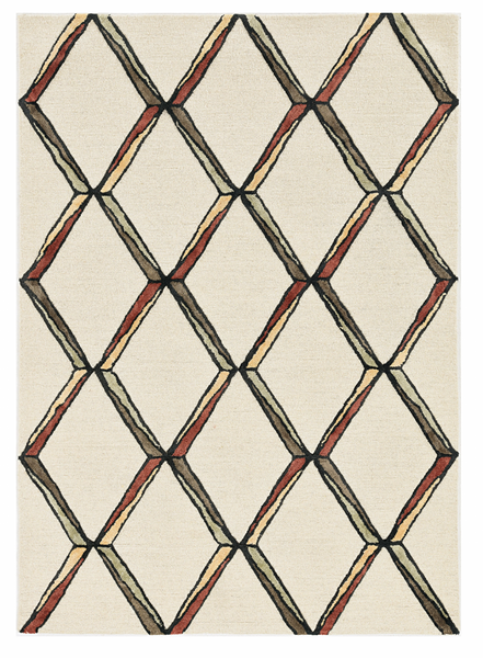 12'x15' Cream Gold Hand Tufted Diamond Pattern Indoor Area Rug