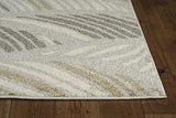 2' x 3' Grey and Beige Waves Accent Rug