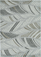 7' x 9' Grey Feather Pattern Indoor Outdoor Area Rug