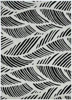 7'x10' Black White Machine Woven UV Treated Tropical Palm Leaves Indoor Outdoor Area Rug