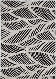 8'x11' Black White Machine Woven UV Treated Tropical Palm Leaves Indoor Outdoor Area Rug