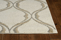 7'x10' Sand Ivory Machine Woven UV Treated Ogee Indoor Outdoor Area Rug