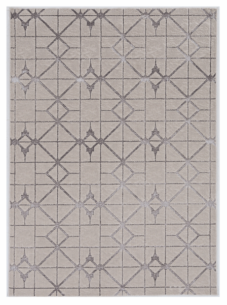 94 X 130 Ivory or Silver Polypropylene or Polyester Rug