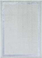 8'x11' Ivory Silver Machine Woven Bordered Indoor Area Rug