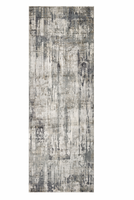 8' Grey Machine Woven Abstract Drip Indoor Runner Rug