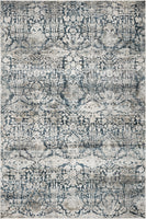 5'x8' Teal Machine Woven Distressed Floral Traditional Indoor Area Rug