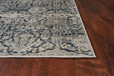 5'x8' Teal Machine Woven Distressed Floral Traditional Indoor Area Rug