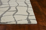 3'x5' Ivory Machine Woven Microfiber Abstract Design Shag Indoor Area Rug