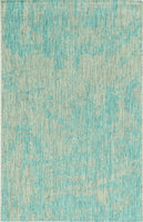 5'x7' Teal Machine Woven UV Treated Abstract Brushstrokes Indoor Outdoor Area Rug