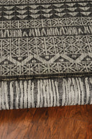 3'x4' Charcoal Machine Woven UV Treated Tribal Indoor Outdoor Accent Rug