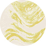 8' Ivory Gold Machine Woven Abstract Waves Round Indoor Outdoor Area Rug